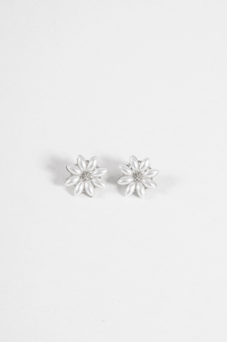 Caravanas flor perla - plateado 