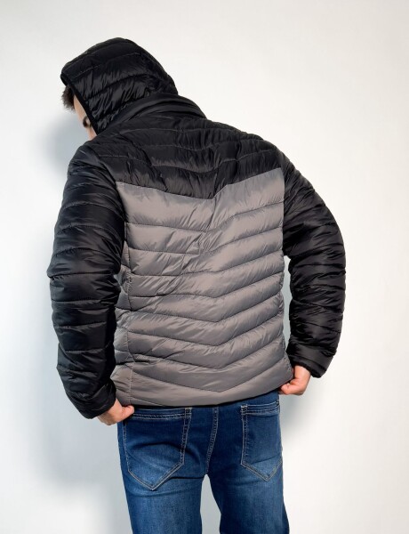 Campera de nylon combinada con capucha Kiaro Gris