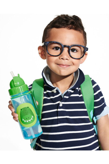 Botella con sorbito, diseño cocodrilo Botella con sorbito, diseño cocodrilo