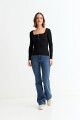 Remera m/l con cierre frontal NEGRO