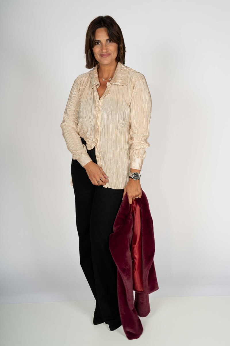 Camisa Plisa Beige