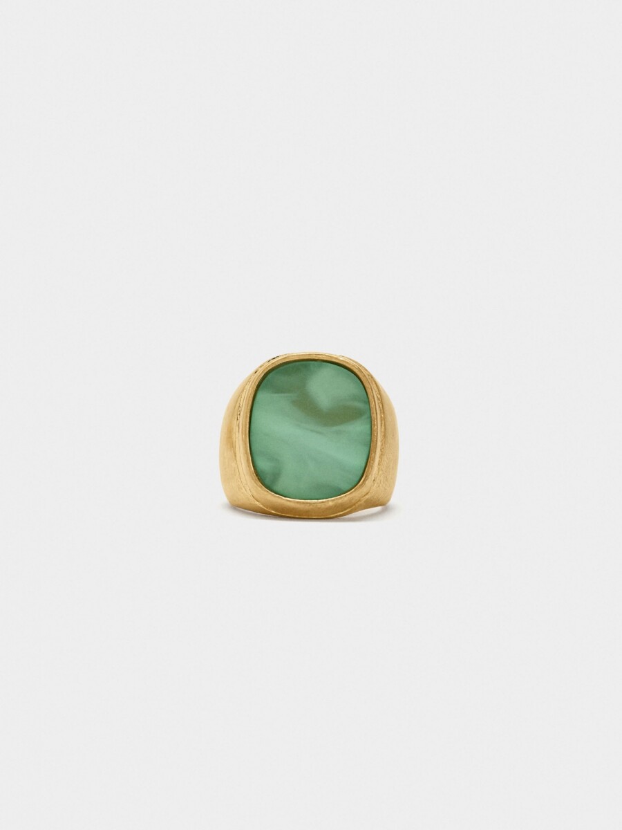 Anillo Cuadrado Efecto Piedra verde