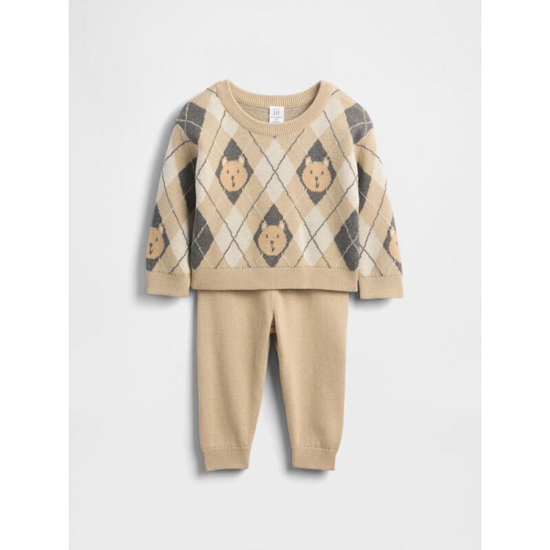 B PLAID CARDI SWT PANT SET WICKER