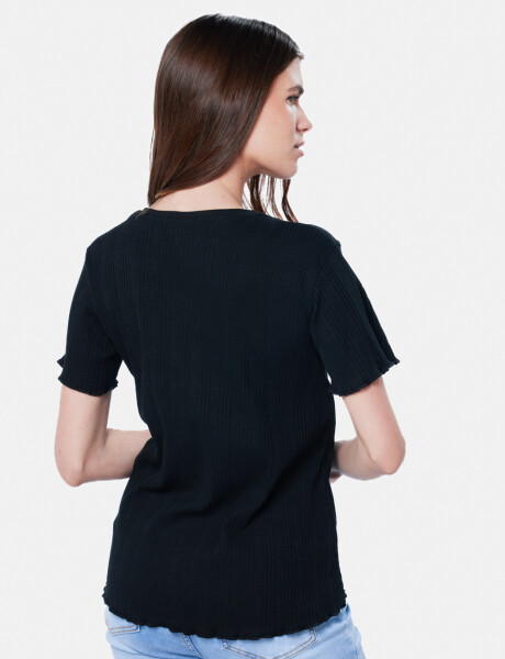 REMERA RIB CON BOTONES Negro