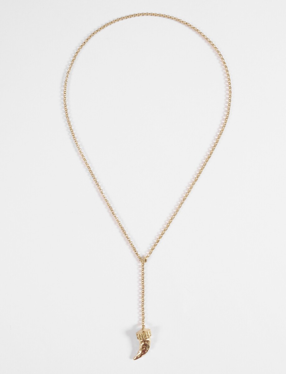 Collar cadena doble vuelta dije cuerno - dorado 