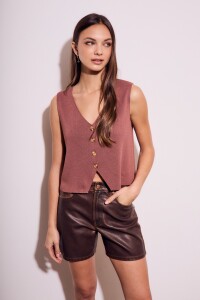 Short Cuero Vegano Marron