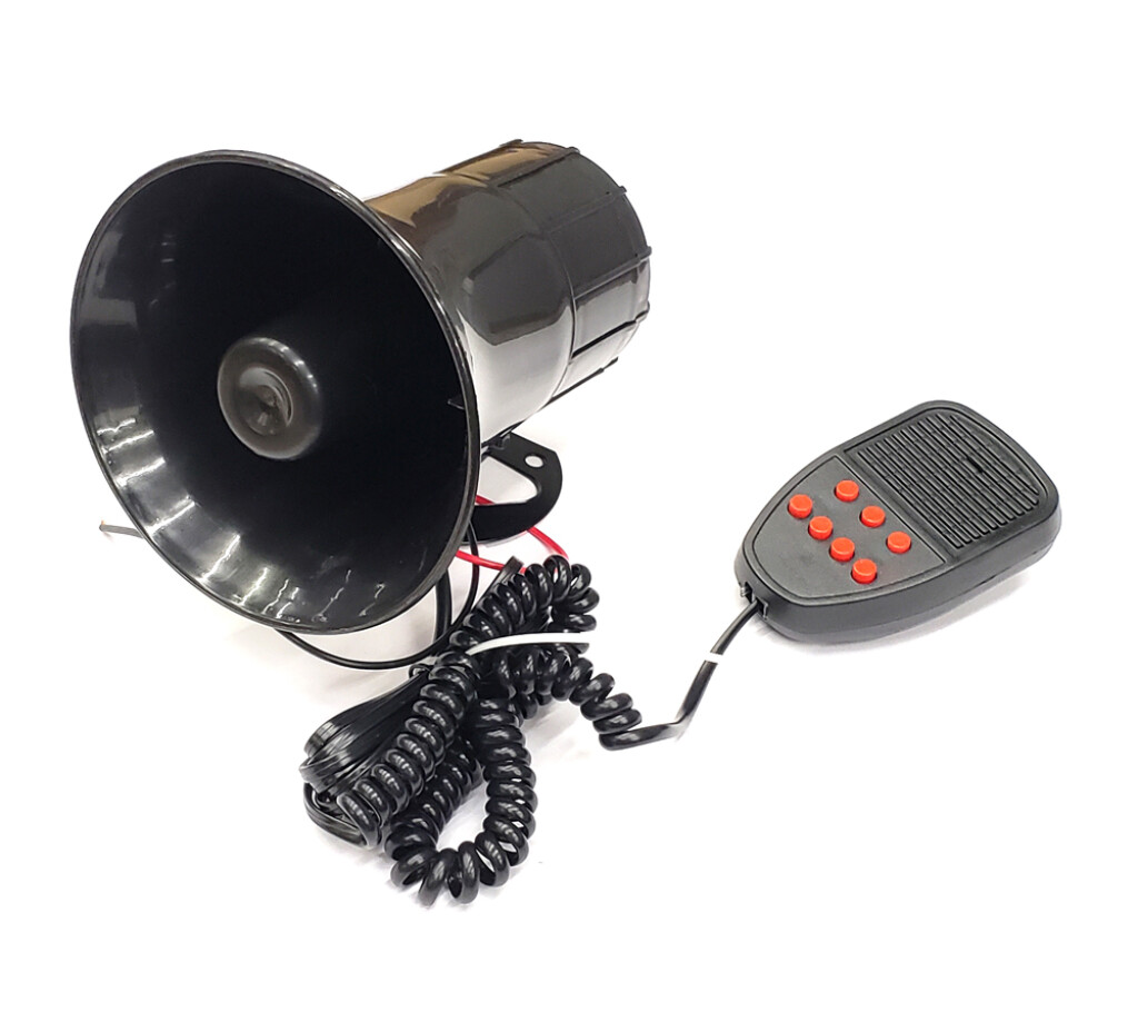 BOCINA SIRENA - 12V 30A 50W 7 TONOS CON MICROFONO -