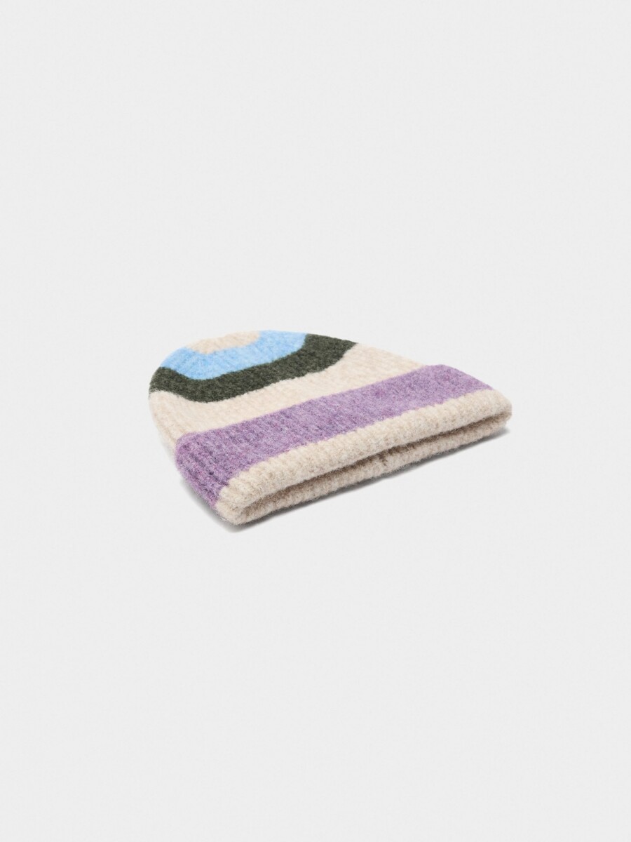 Gorro De Punto Con Rayas violeta