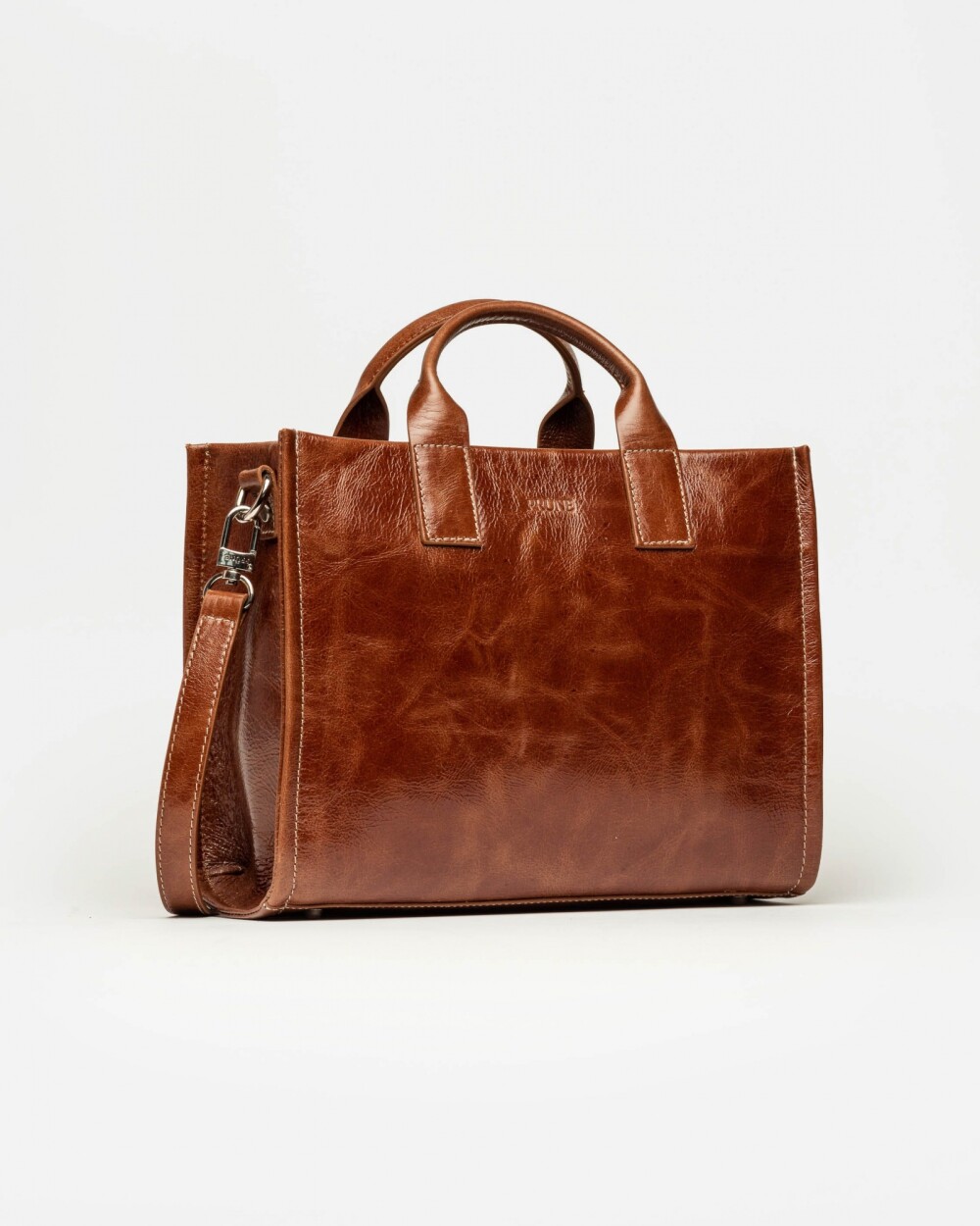 Cartera de mano Capri en cuero arrugado Cuoio