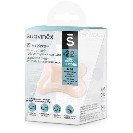 Chupete -2+2M Fisiológico SX PRO Silicona Suavinex Zero.Zero Nude