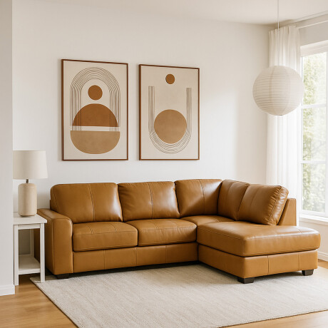 Rinconera Colorado - Cuero Básico - Chaise Derecho Camel - (Preventa)