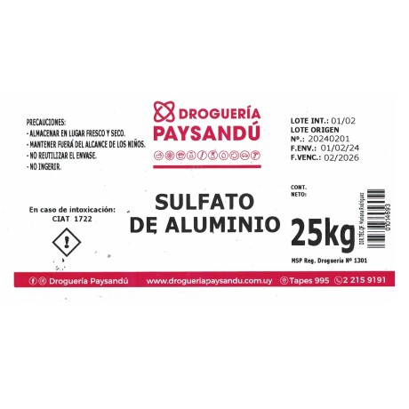 Sulfato de Aluminio 25 kg
