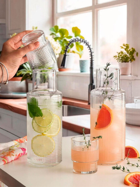 JARRA CON VASO SET 2PCS TRANSPARENTE