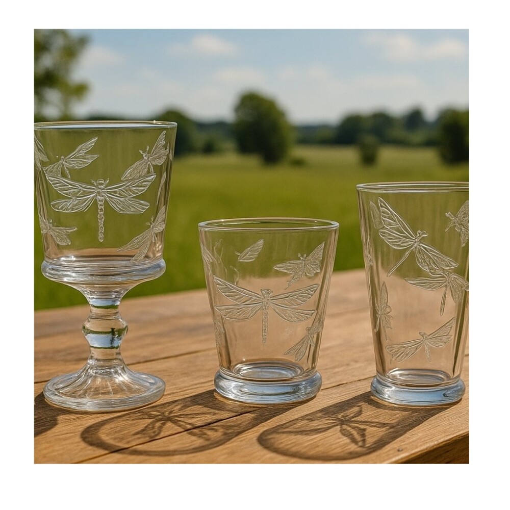 Vaso Largo de Vidrio Labrado Libélula 410 ml Incoloro VASO LARGO VIDRIO LABRADO 410ML INCOLORO LIBELULA