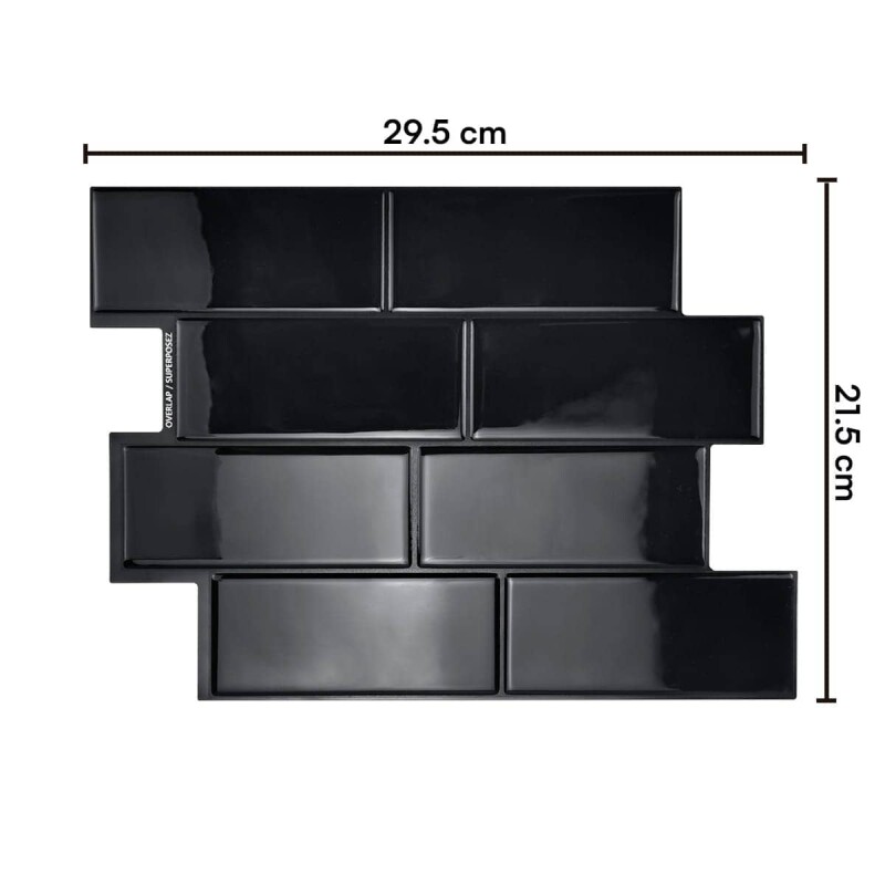 Azulejos adhesivos para cocina baño diseño ladrillo 10uds Negro