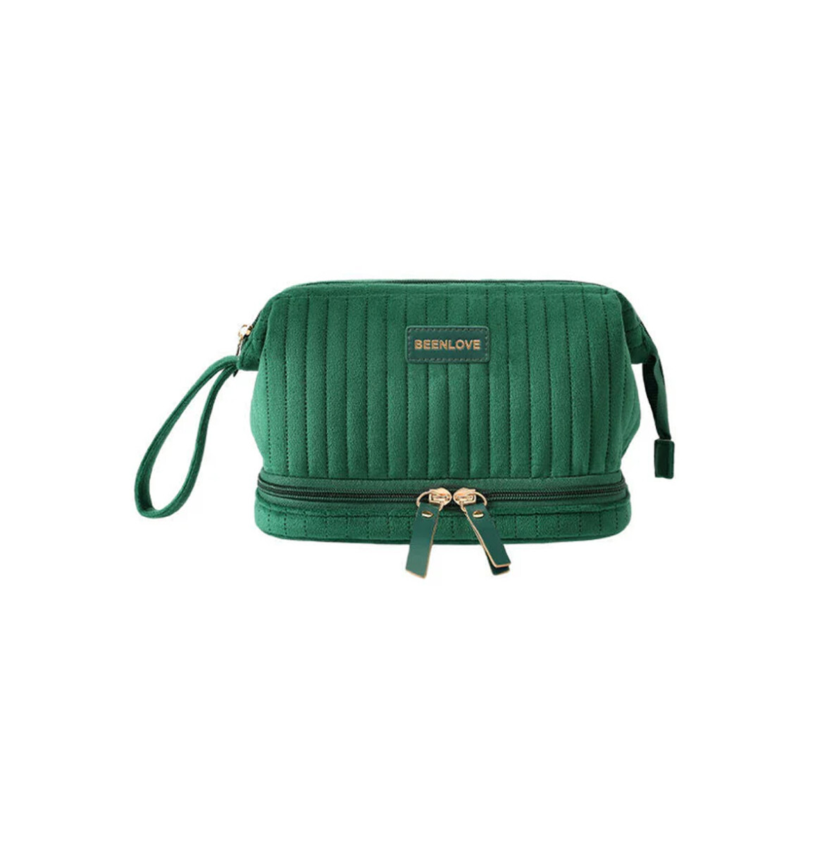 Neceser con bolsillo inferior Velvet BLove - Verde 