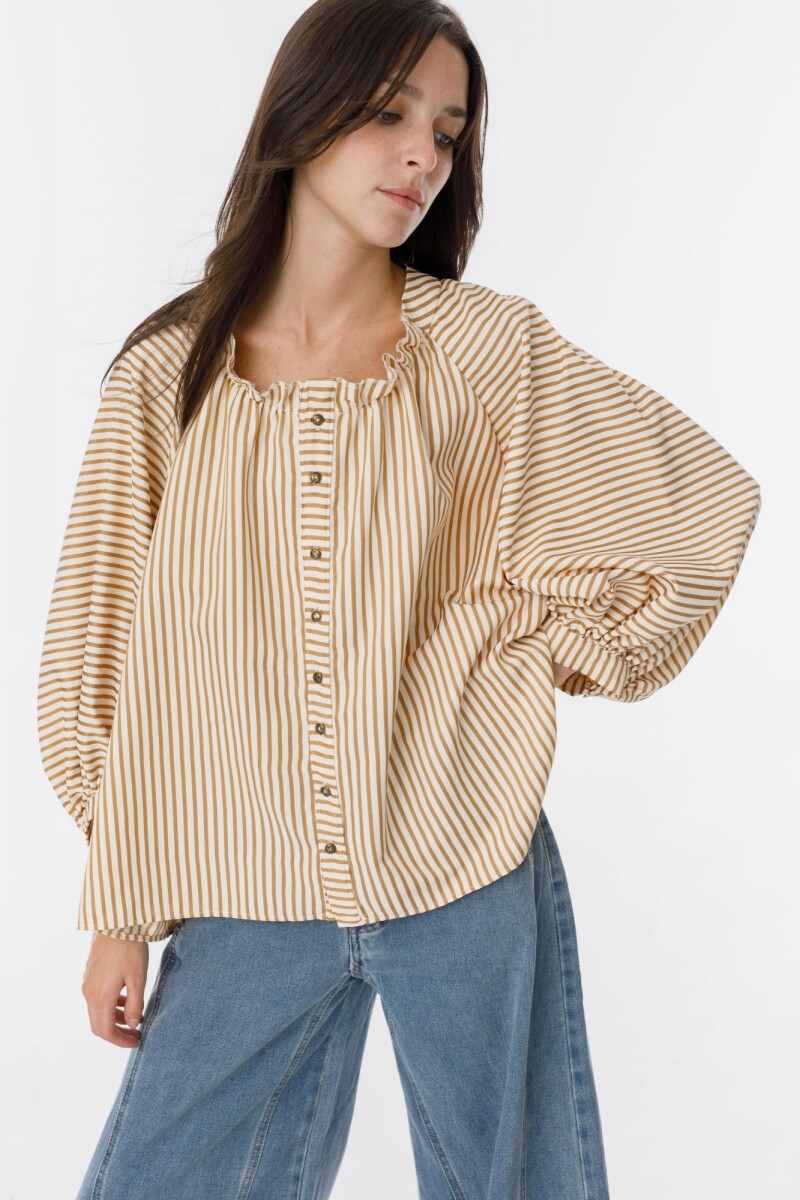 Camisa New Fini Rayas Beige