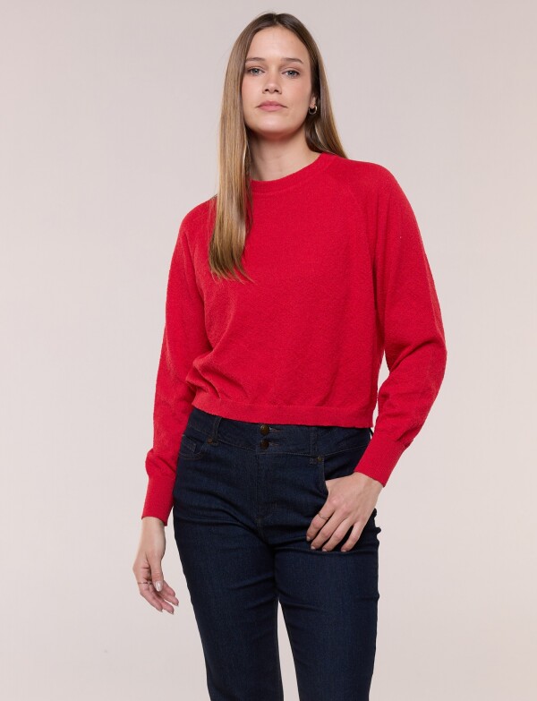 Buzo Cropped Tejido Texturizado ROJO