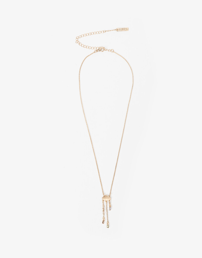 Cadena Corta con Dije Strass Collar Weather Con Cubic Zirconia - Dorado