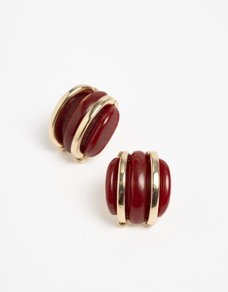 Aros Pasantes Acrilico Aros Pasantes Metal Y Resina - Rojo Medio