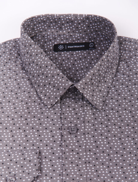 Camisa m/l estampada gris