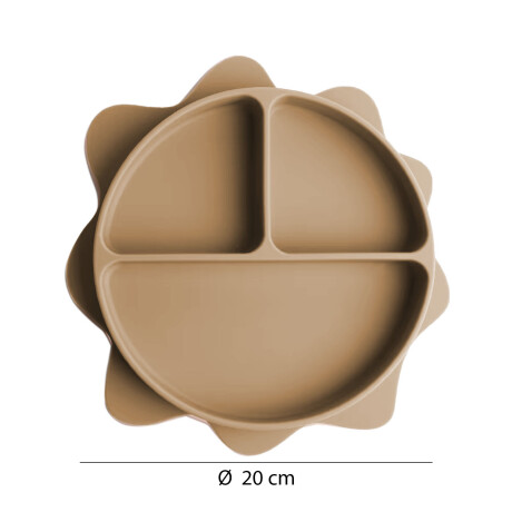 Plato con Separaciones p/ Comida Bebé en Silicona Diseño Sol Beige