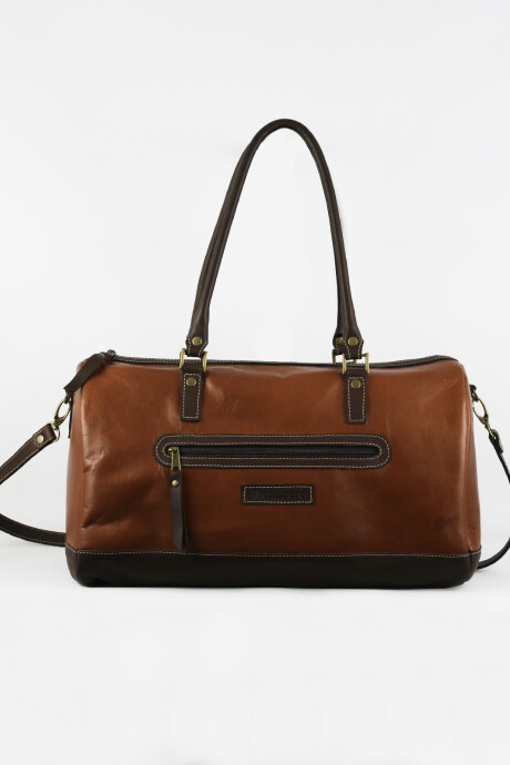 Medium Leather Travel Bag Camel - Brown