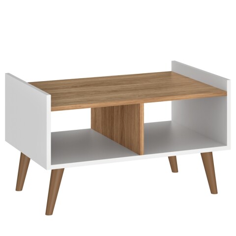 Mesa de Centro Escandinava Retro con Patas - MDP 15mm - Blanco / Miel Mesa de Centro Escandinava Retro con Patas - MDP 15mm - Blanco / Miel