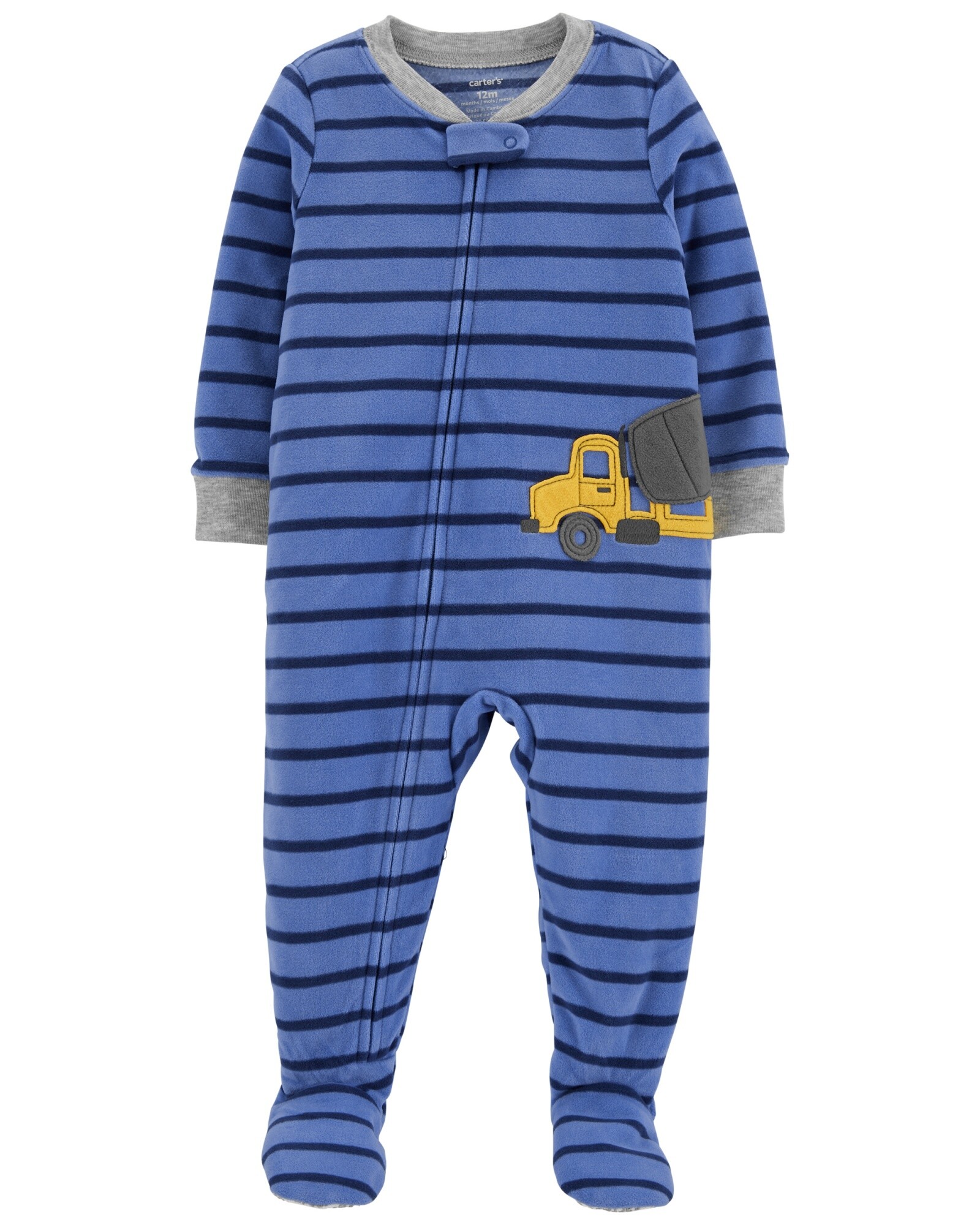Pijama una pieza de micropolar con pie estampa camión Sin color