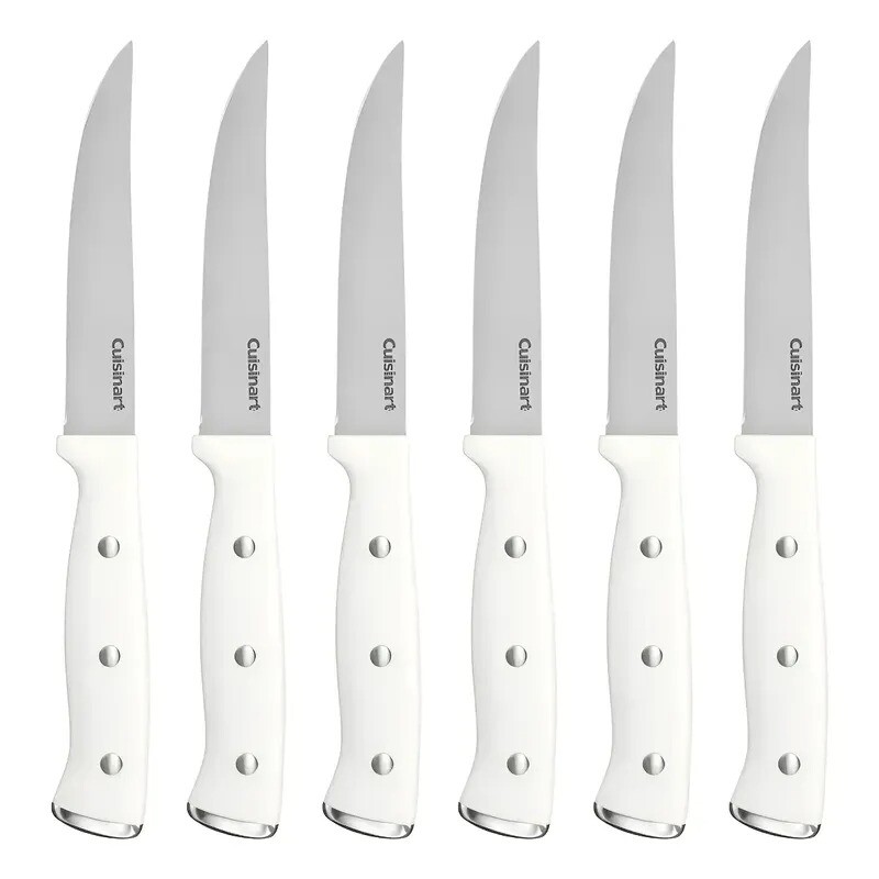 Juego De Cuchillos de acero inoxidable mango blanco Cuisinart 77WTR-6PSK Juego De Cuchillos de acero inoxidable mango blanco Cuisinart 77WTR-6PSK