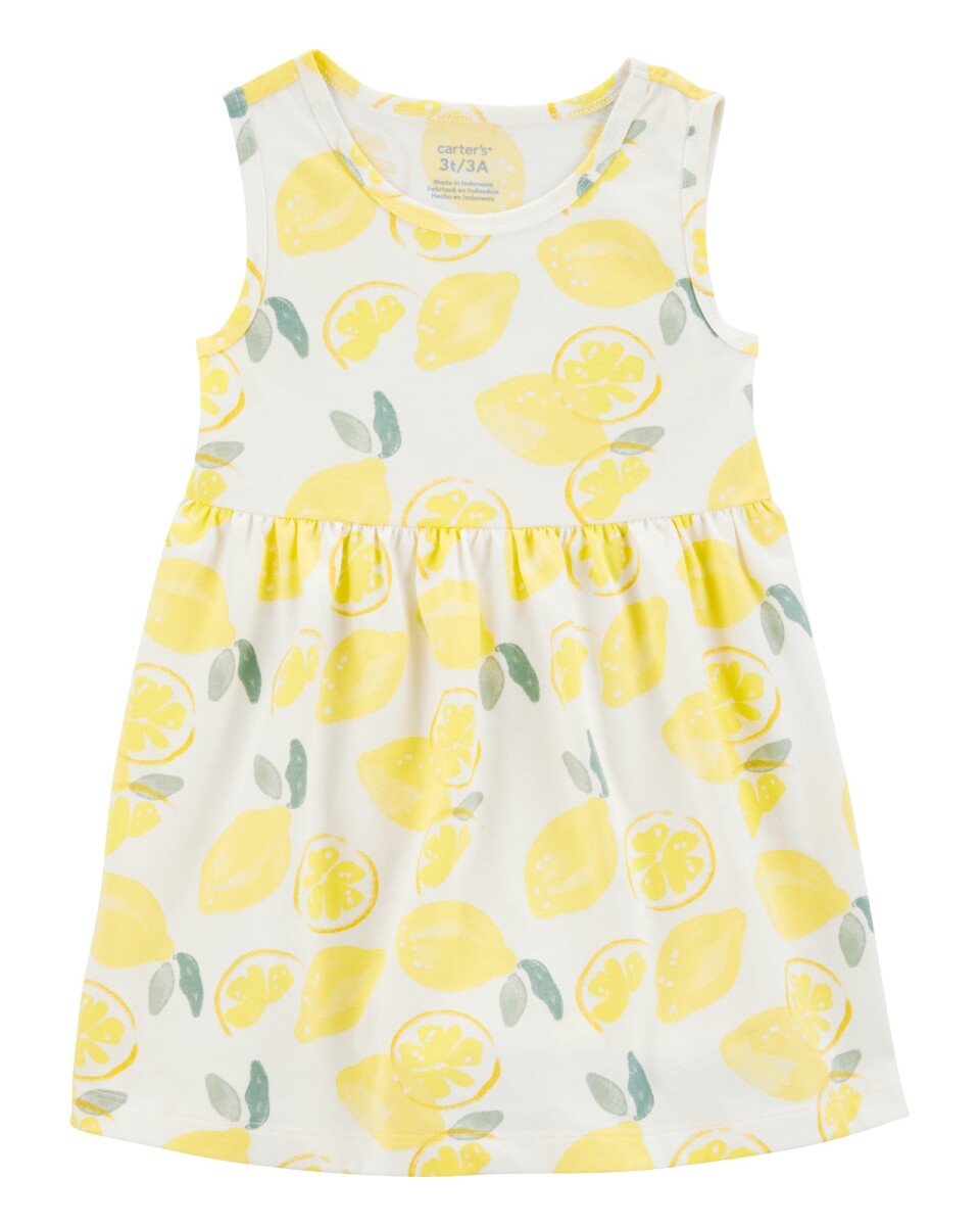 Vestido de algodón, diseño limones 