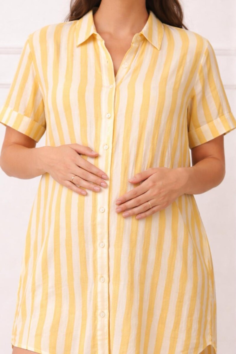 Camisa Maternal Pupa – Viscosa suave con bolsillos prácticos Estampa Amarilla