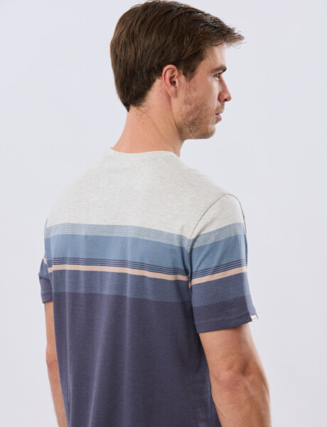 REMERA RAYADA DE ALGODÓN Azul