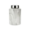 JARRON CERAMICA GRIS COMB C/TAPA PLATA 17X17X26CM Unica