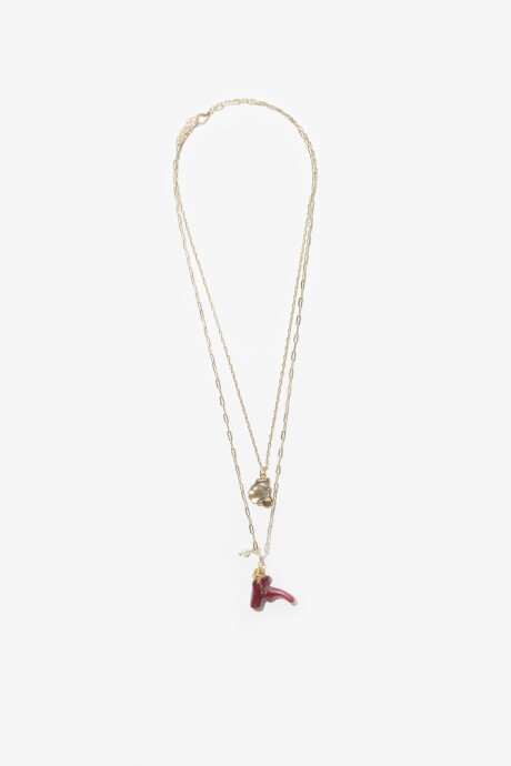 Collar multiple cadenas con dije dorado