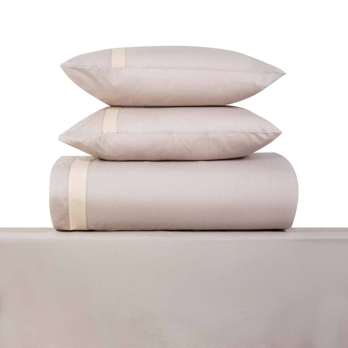 JUEGO SÁBANAS - 2 PLAZAS ALGODON-Y-POLIESTER NATURAL-BEIGE SLUB BLEND BEIGE 