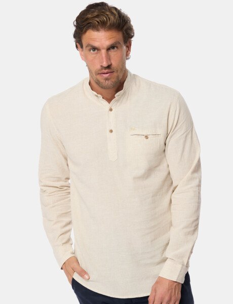 CAMISA DE LINO CUELLO MAO Beige