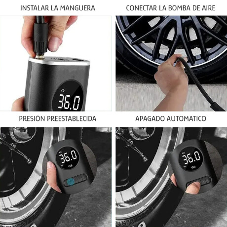 Compresor Inflador Portátil 150 PSI Batería Auto/Moto/Bici Negro