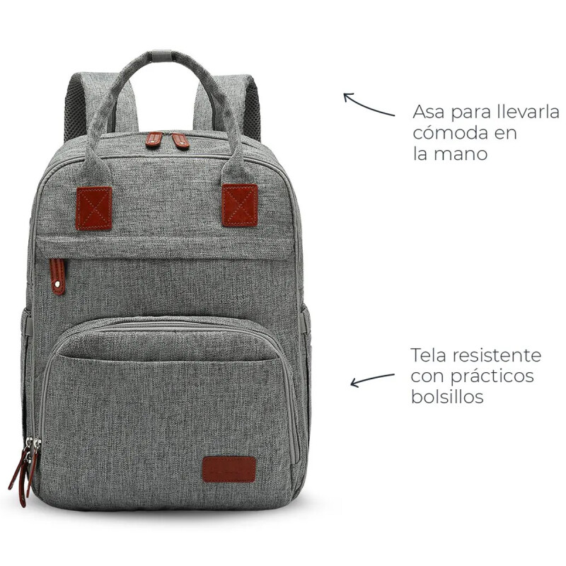 Mochila Maternal Carestino Boston + Cambiador + Estuche Térmico Gris