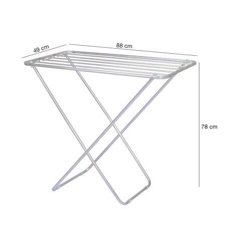 Set Tendedero Plegable Aluminio 5.91m + 2 Bolsas p/Lavarropa Plateado