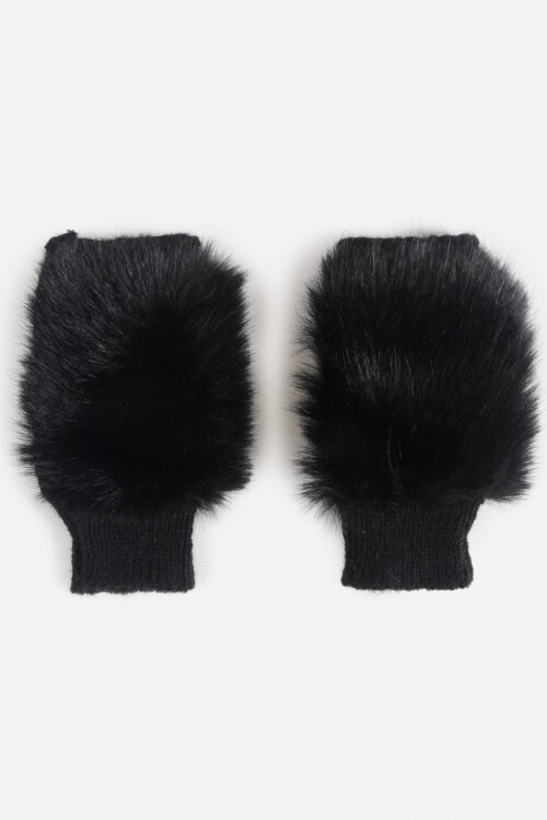 Guantes mitón simil piel negro