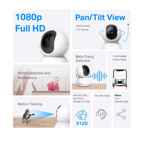 Cámara IP TP-Link Tapo C200c Wifi 1080p Rotatoria Cámara IP TP-Link Tapo C200c Wifi 1080p Rotatoria
