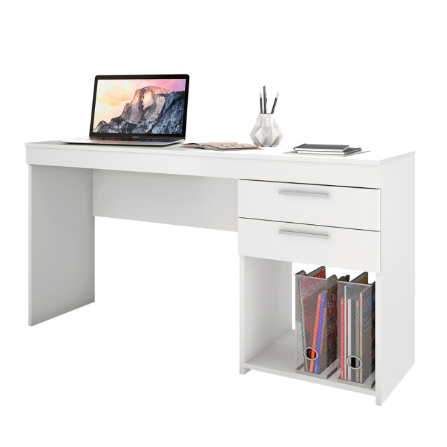 Escritorio dos cajones y espacio BLANCO