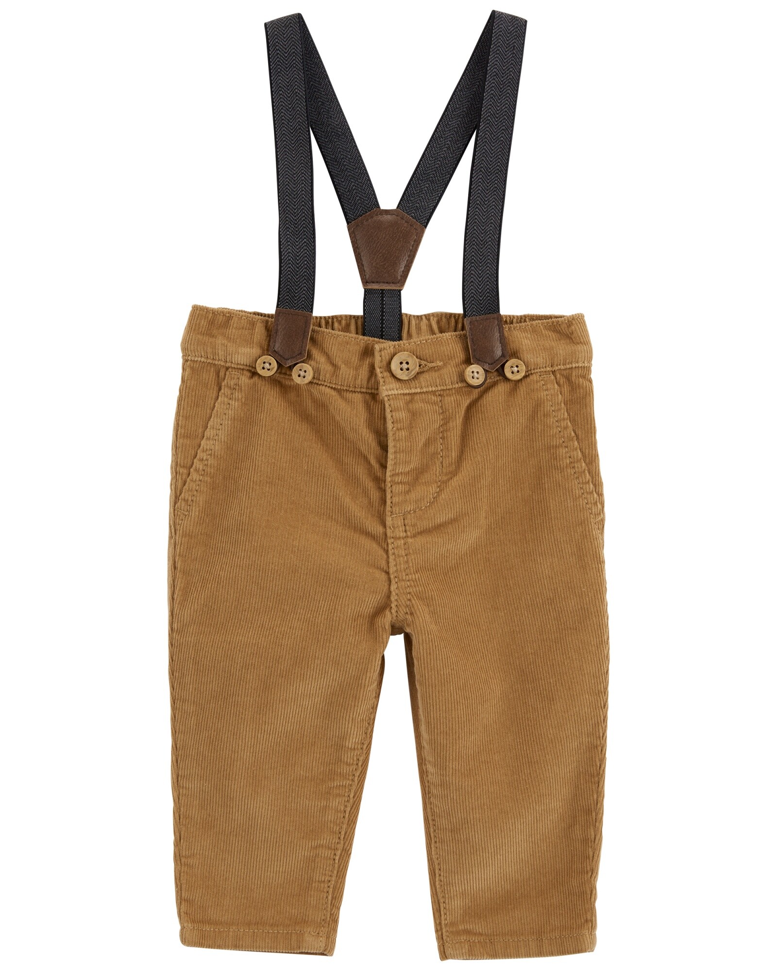 Pantalón de pana, con tiradores, marrón Sin color