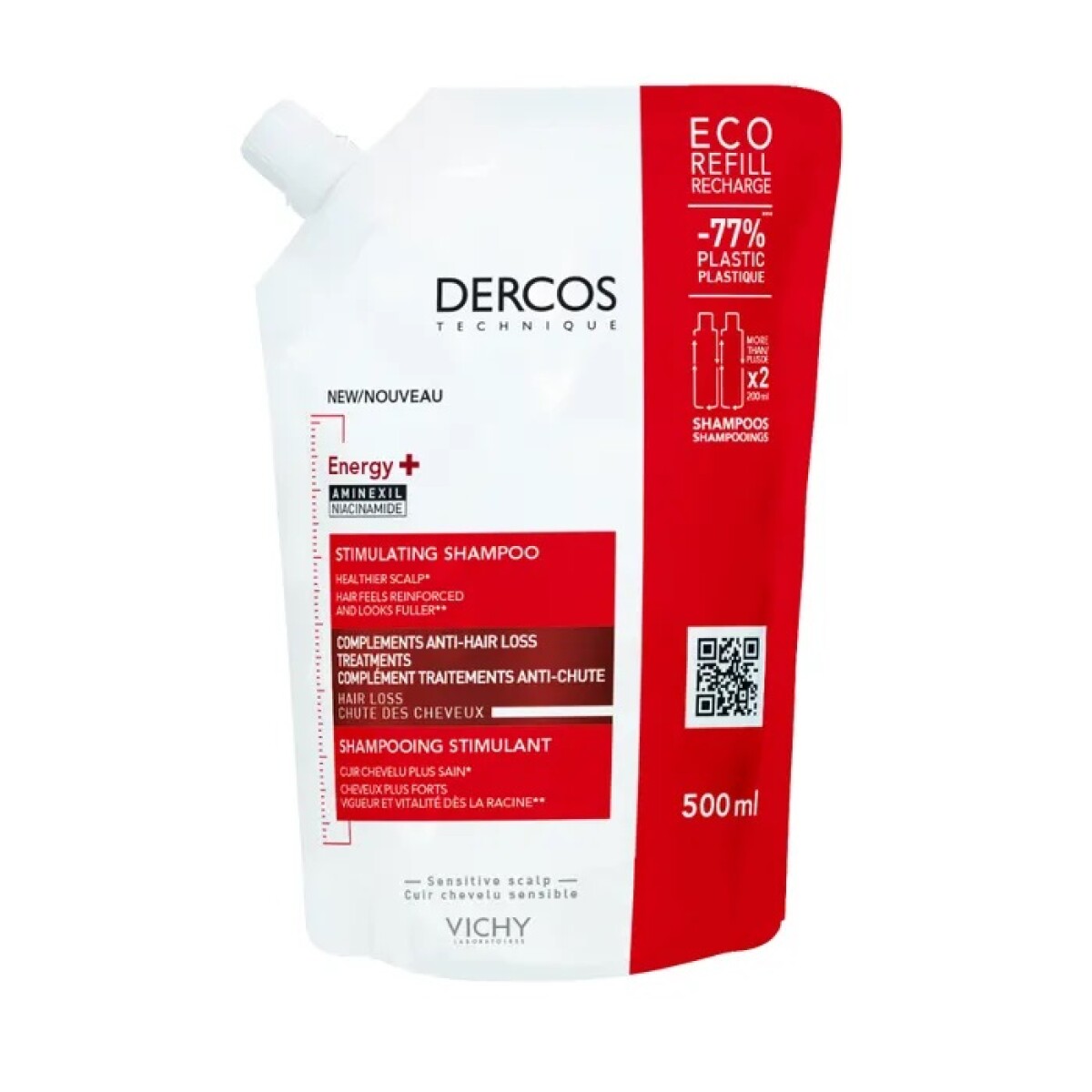 Shampoo Dercos Estimulante Anticaída Refill 500 Ml. 