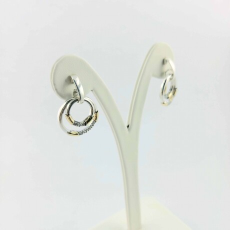 Caravanas de plata 925 con double de oro 18k y circonias. Caravanas de plata 925 con double de oro 18k y circonias.