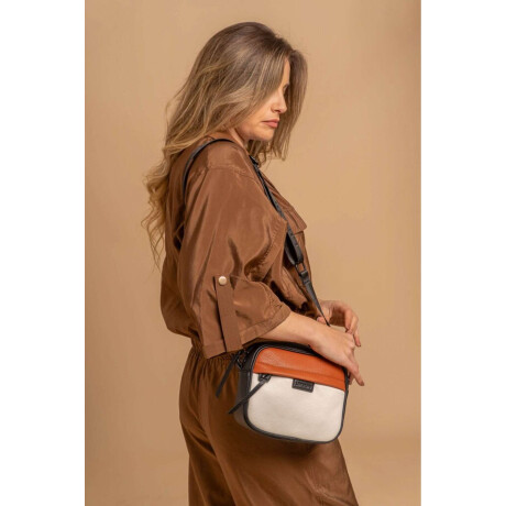 Bandolera Palma Blanco - Caramelo Y Negro