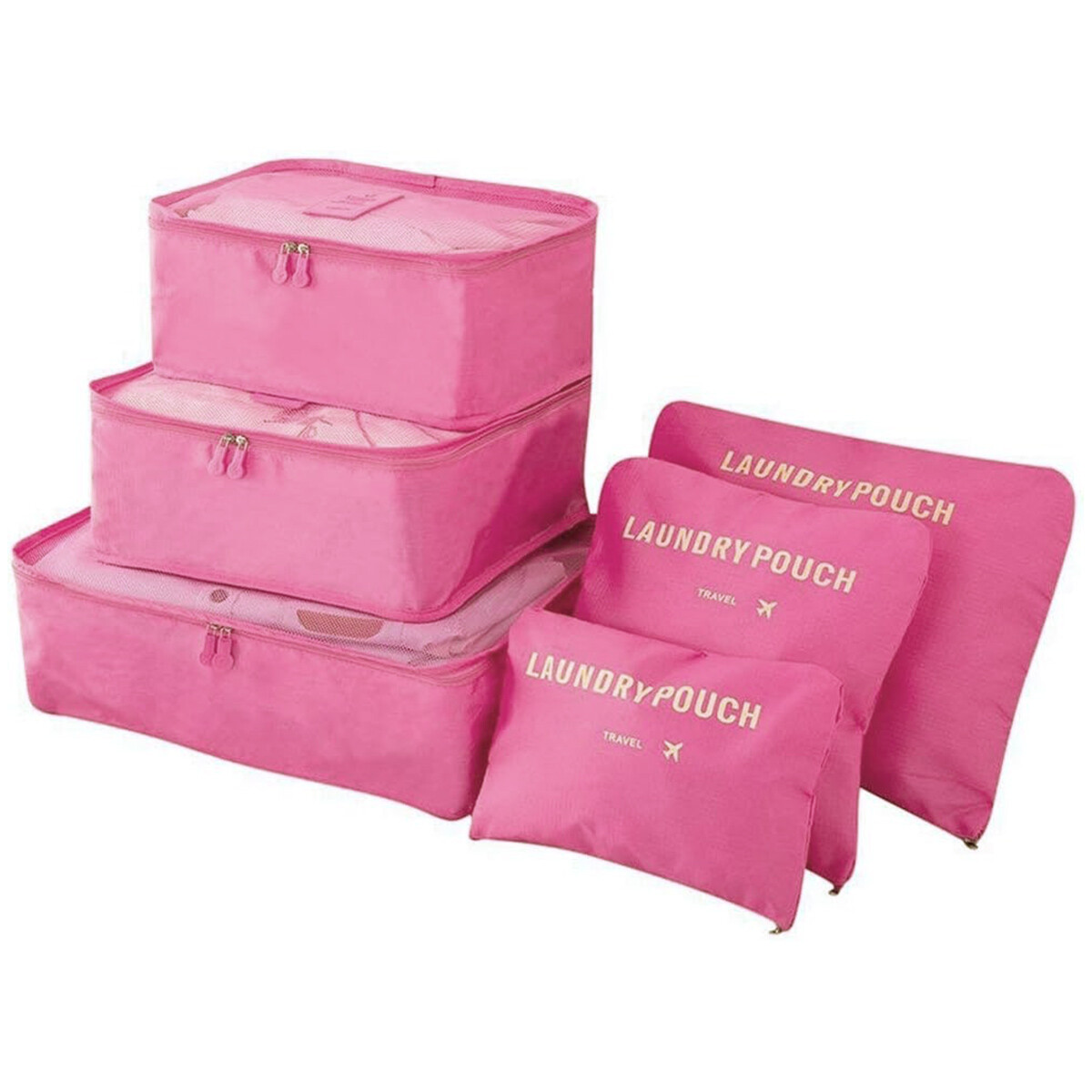 Set x6 Organizador de Valija Mochila Equipaje Viaje - Rosado 