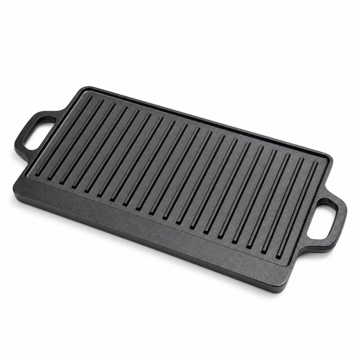 Parrilla Hierro Fundido Resistente 2En1 Reversible Con Asas - Negro 