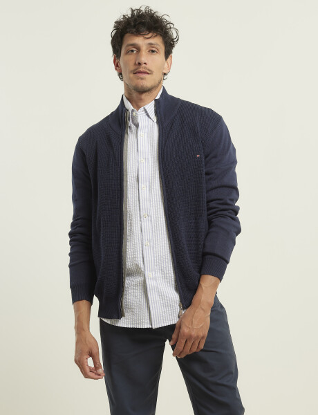 Cardigan Punto Harrington Label Azul Oscuro